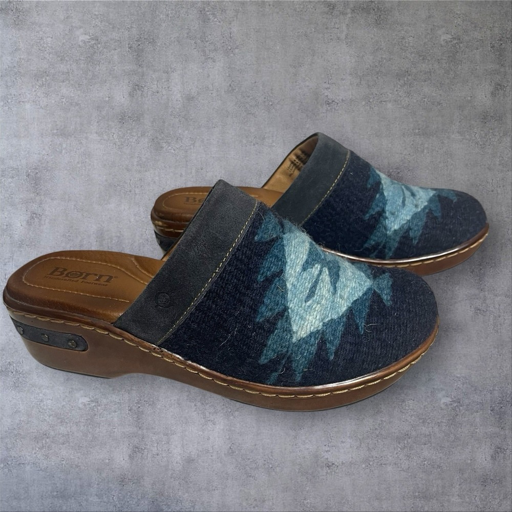 Born‎ Bandi Blanket Clogs Womens 7 Southwestern Aztec Slip On Native Comfort Art
